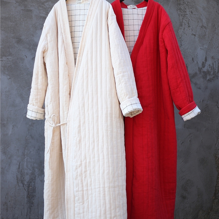 91家纺网 家纺一手货源 找家纺 洛兰沙家居馆【只代发】【只代发】 2025新款冬季禅意系绳棉衣棉服夹棉外套长款大衣单上衣短国风复古棉衣女 红色-长款