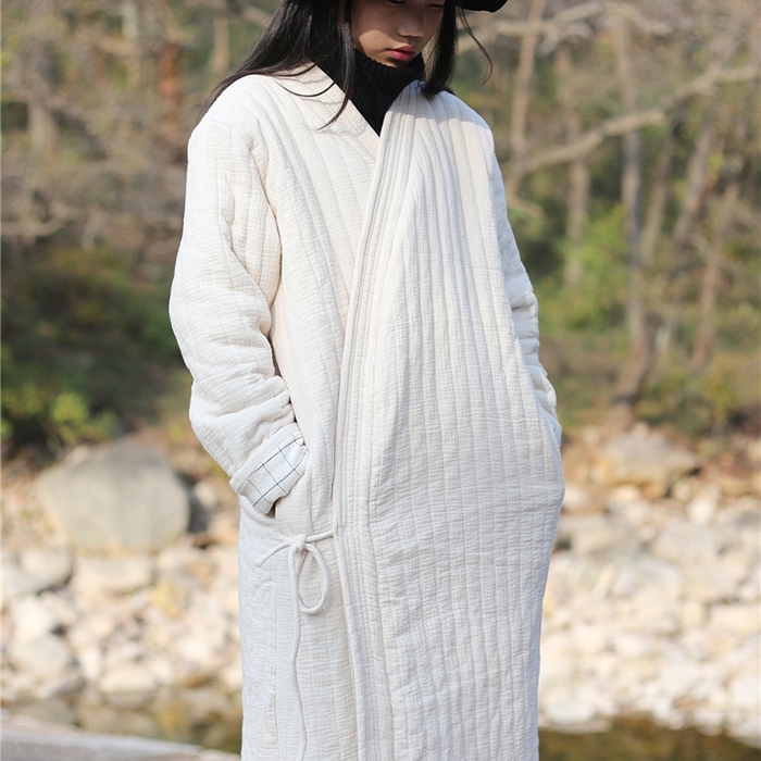 91家纺网 家纺一手货源 找家纺 洛兰沙家居馆【只代发】【只代发】 2025新款冬季禅意系绳棉衣棉服夹棉外套长款大衣单上衣短国风复古棉衣女 红色-长款