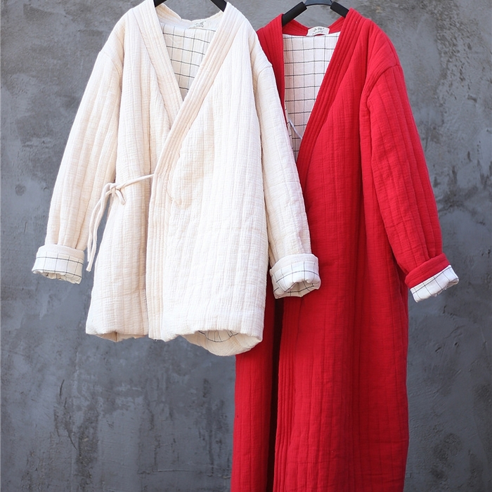 91家纺网 家纺一手货源 找家纺 洛兰沙家居馆【只代发】【只代发】 2025新款冬季禅意系绳棉衣棉服夹棉外套长款大衣单上衣短国风复古棉衣女 白色-短款