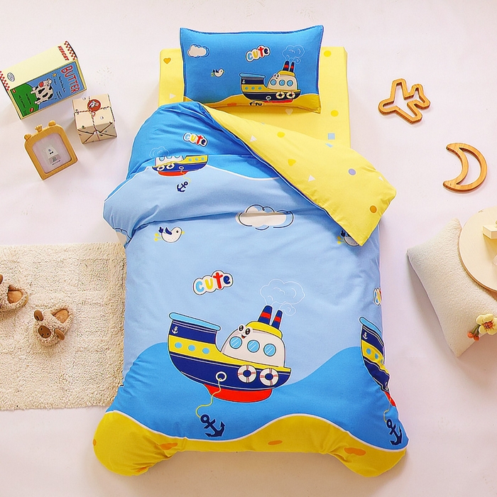 91家纺网 家纺一手货源 找家纺 （总）鱼宝 2025新款全棉幼儿园套件 三件套—童真系列