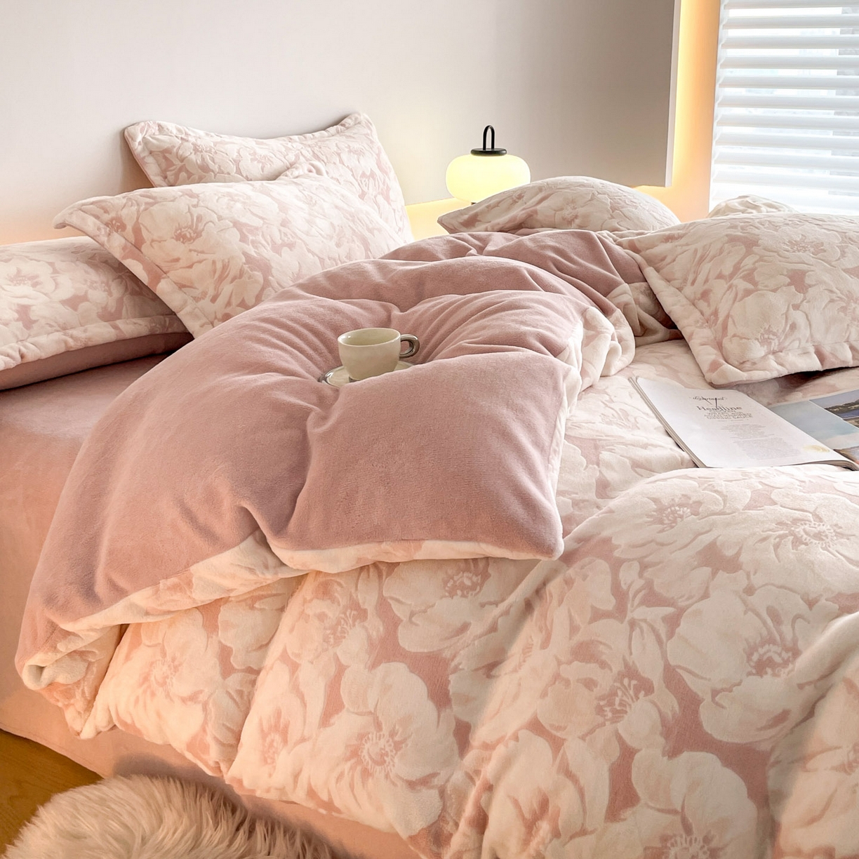 91家纺网 家纺一手货源 找家纺 （总）玉相逢 2025秋冬新款A类高克重牛奶绒立体亲肤绒浮雕雕花绒四件套