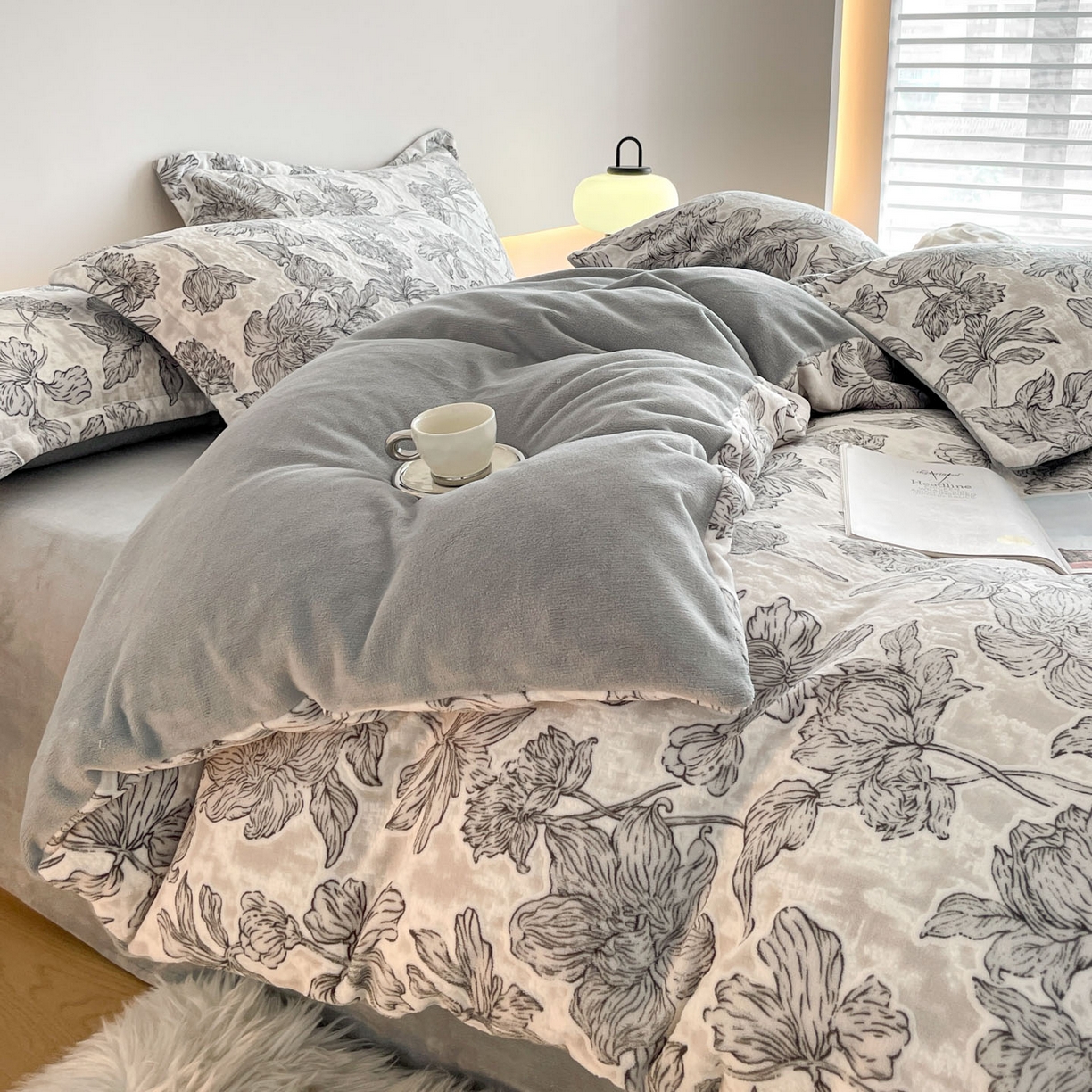 91家纺网 家纺一手货源 找家纺 玉相逢 2025秋冬新款A类高克重牛奶绒立体亲肤绒浮雕雕花绒四件套 心中之城