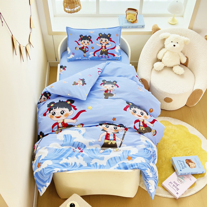 91家纺网 家纺一手货源 找家纺 （总）鱼宝 2025新款全棉幼儿园套件 三件套—童真系列