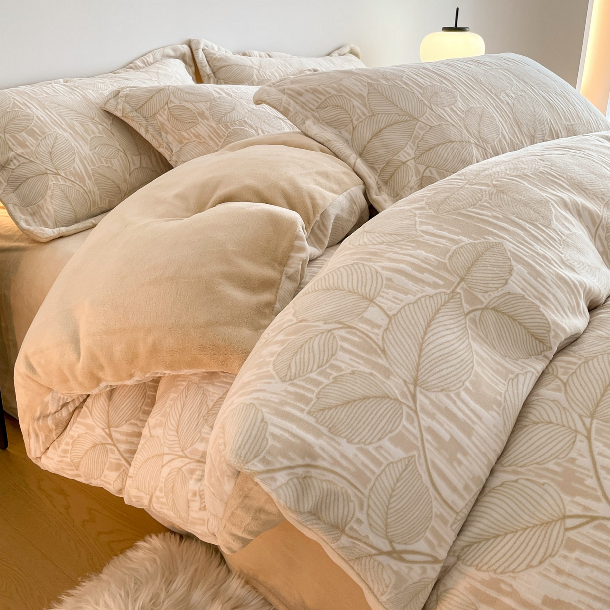 玉相逢 2025秋冬新款A类高克重牛奶绒立体亲肤绒浮雕雕花绒四件套 仲夏晨歌