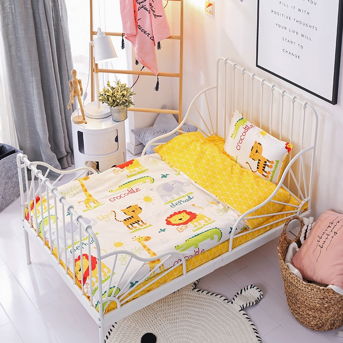 91家纺网 家纺一手货源 找家纺 鱼宝 2025新款全棉幼儿园套件 三件套—童真系列 动物乐园