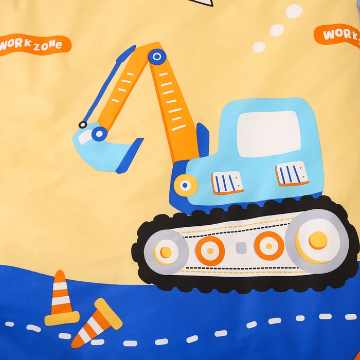 91家纺网 家纺一手货源 找家纺 鱼宝 2025新款全棉幼儿园套件 三件套—童真系列 开心挖机