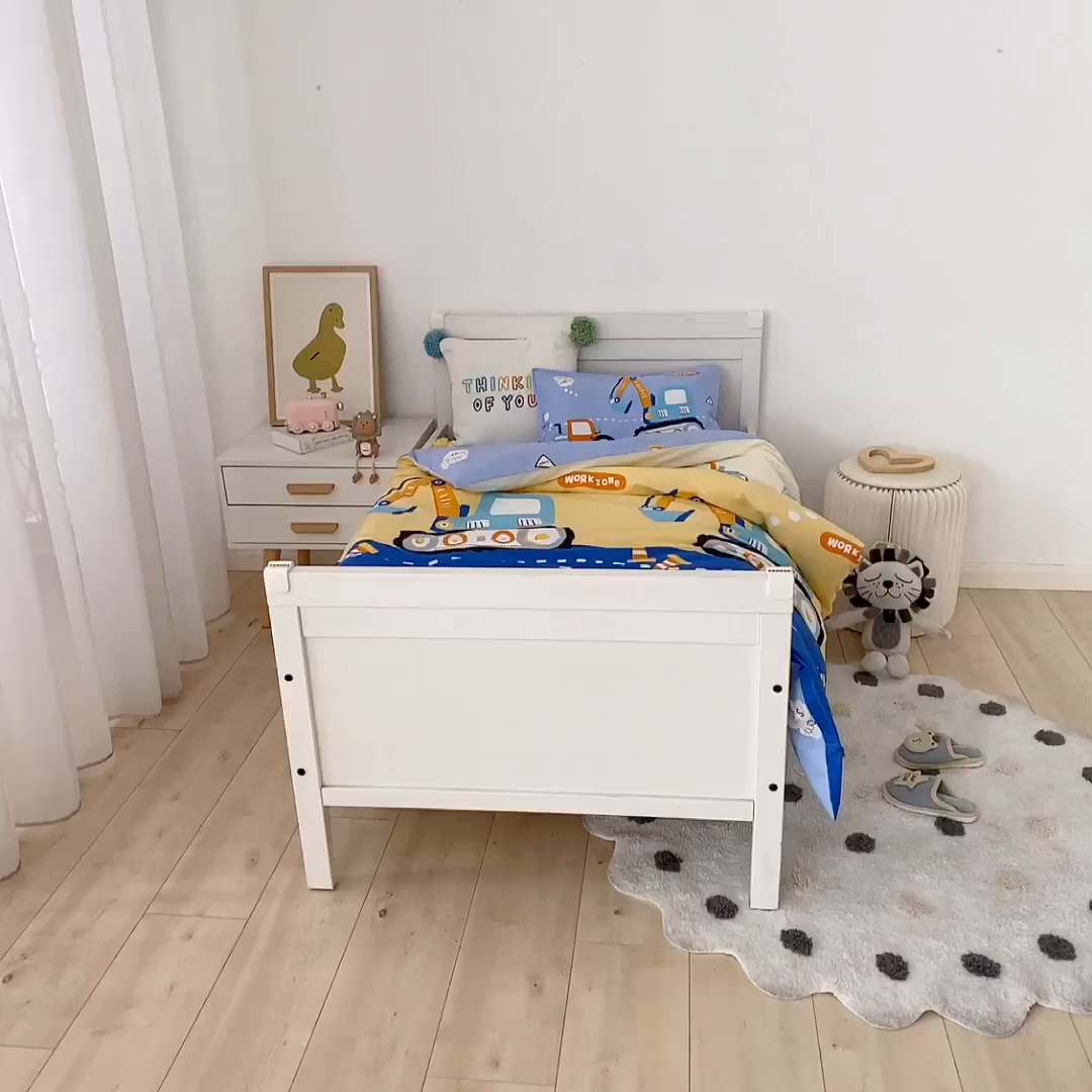 91家纺网 家纺一手货源 找家纺 鱼宝 2025新款全棉幼儿园套件 三件套—童真系列 开心挖机