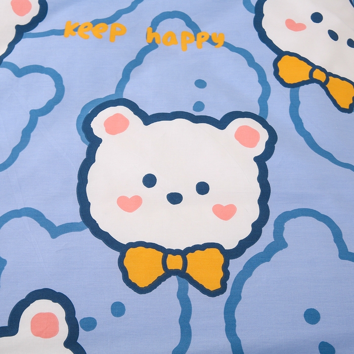 91家纺网 家纺一手货源 找家纺 鱼宝 2025新款全棉幼儿园套件 三件套—童真系列 领结熊