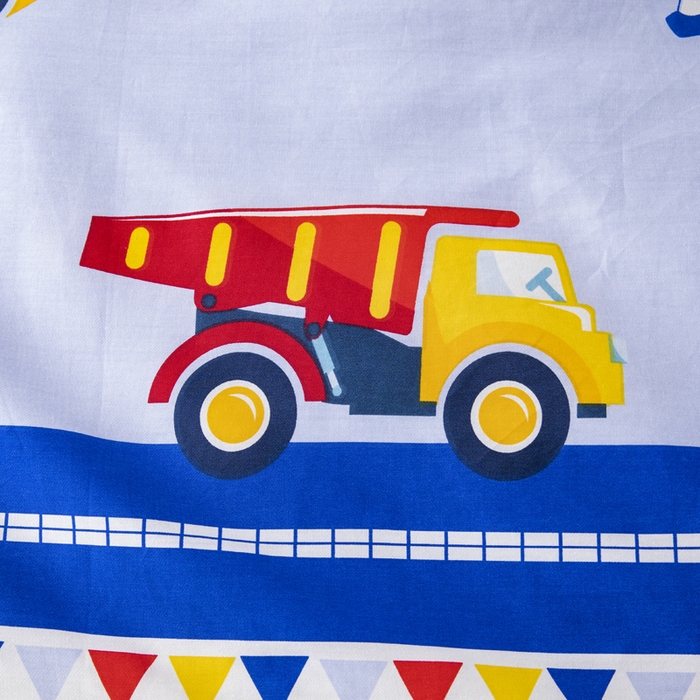 91家纺网 家纺一手货源 找家纺 鱼宝 2025新款全棉幼儿园套件 三件套—童真系列 小小挖掘机