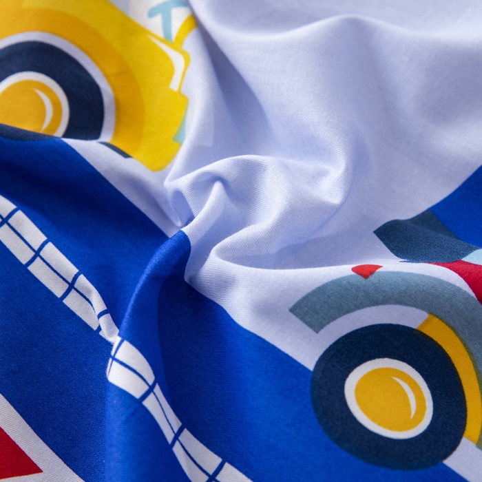 91家纺网 家纺一手货源 找家纺 鱼宝 2025新款全棉幼儿园套件 三件套—童真系列 小小挖掘机