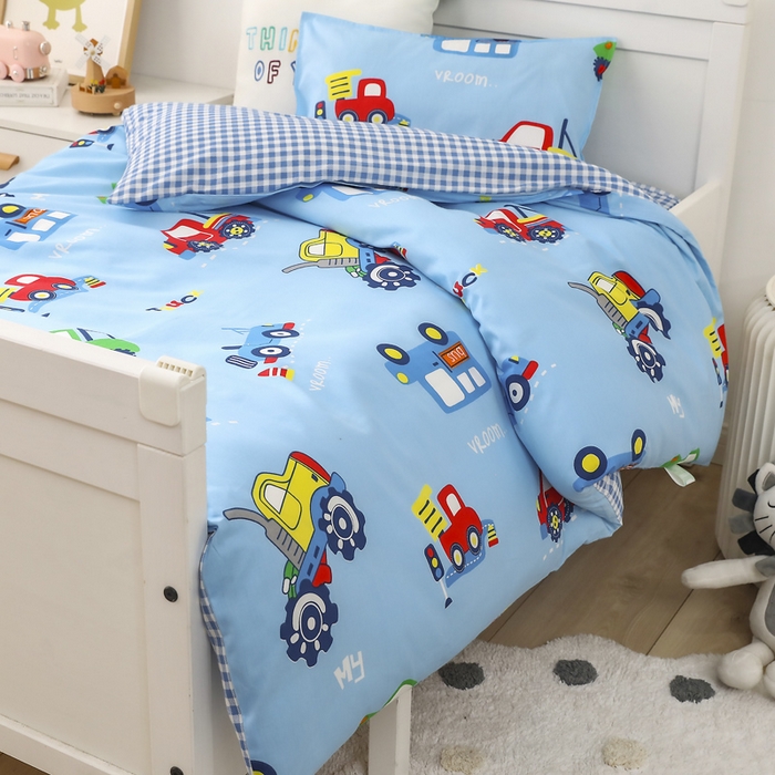 91家纺网 家纺一手货源 找家纺 鱼宝 2025新款全棉幼儿园套件 三件套—童真系列 都市汽车