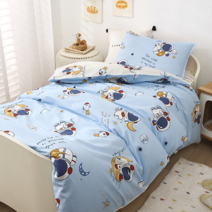 91家纺网 家纺一手货源 找家纺 鱼宝 2025新款全棉幼儿园套件 三件套—童真系列 太空之旅