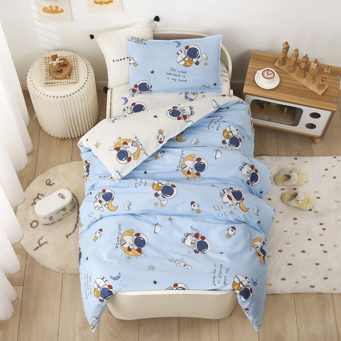 91家纺网 家纺一手货源 找家纺 鱼宝 2025新款全棉幼儿园套件 三件套—童真系列 太空之旅