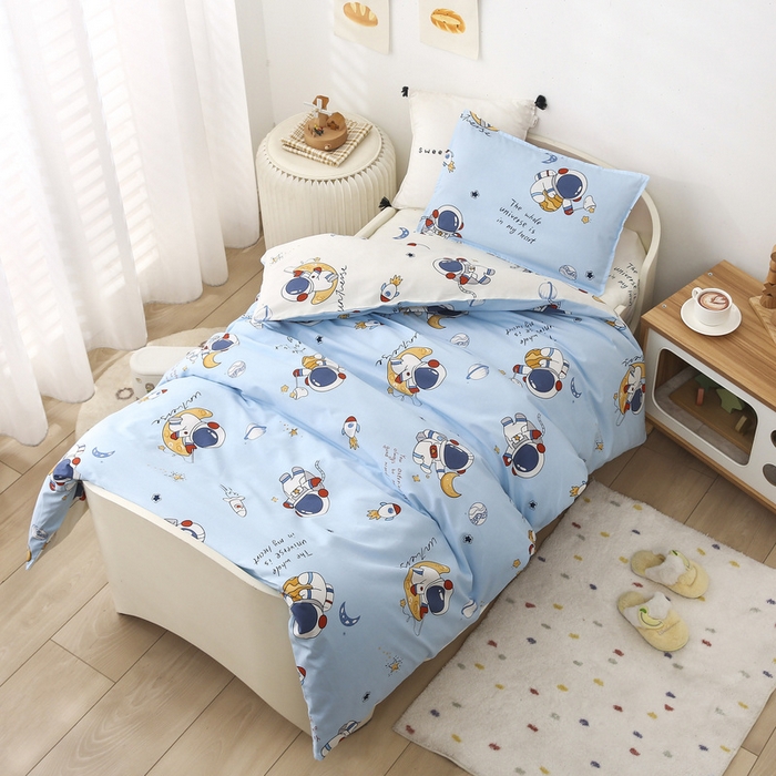 91家纺网 家纺一手货源 找家纺 鱼宝 2025新款全棉幼儿园套件 三件套—童真系列 太空之旅