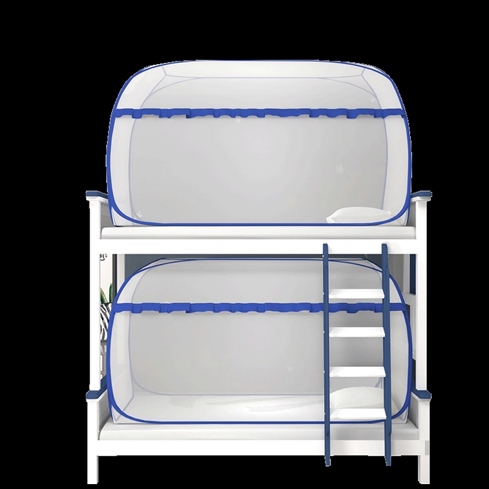 91家纺网 家纺一手货源 找家纺 佳梦家纺 2025新款学生免安装蚊帐 大顶加密蓝