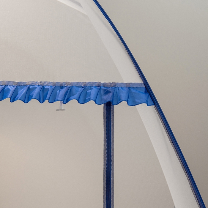 91家纺网 家纺一手货源 找家纺 佳梦家纺 2025新款学生免安装蚊帐 小顶云顶-蓝