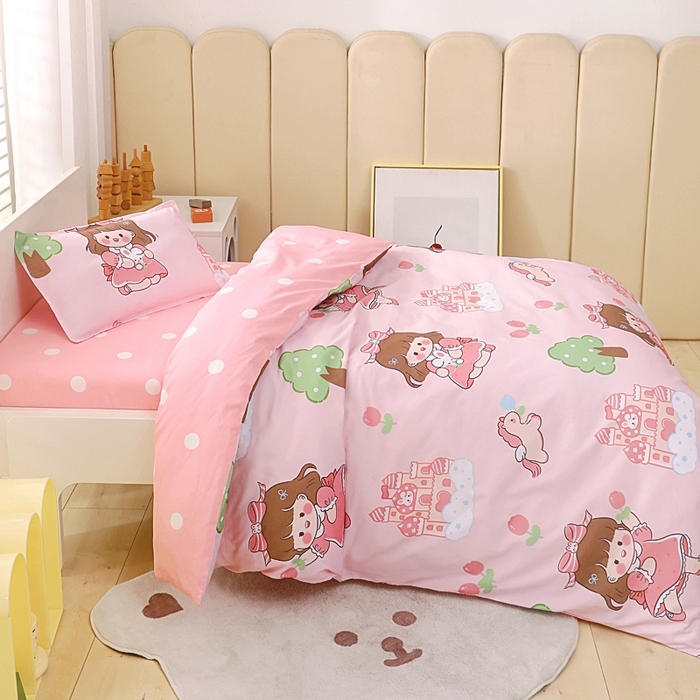 91家纺网 家纺一手货源 找家纺 鱼宝 2025新款全棉幼儿园套件 三件套—童真系列 花园公主