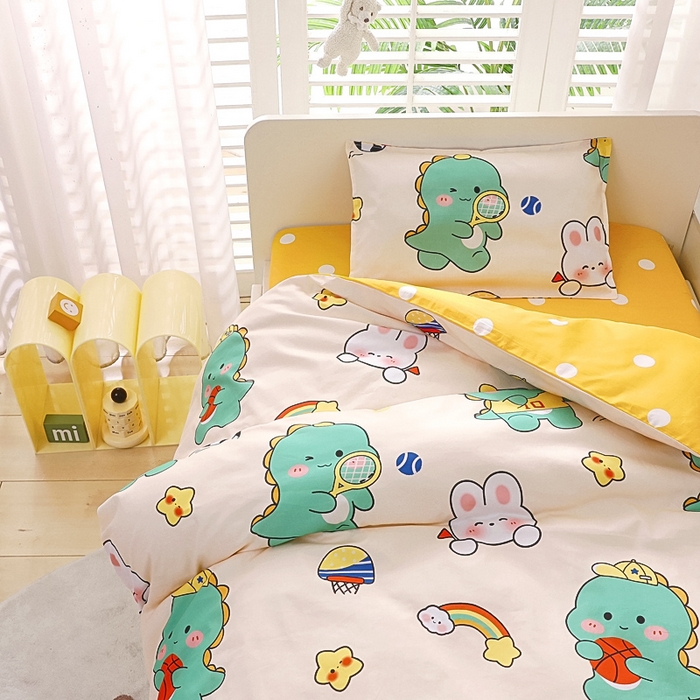 91家纺网 家纺一手货源 找家纺 鱼宝 2025新款全棉幼儿园套件 三件套—童真系列 运动会