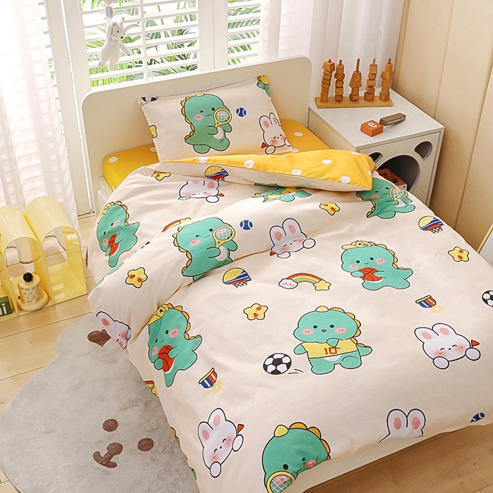 91家纺网 家纺一手货源 找家纺 鱼宝 2025新款全棉幼儿园套件 三件套—童真系列 运动会