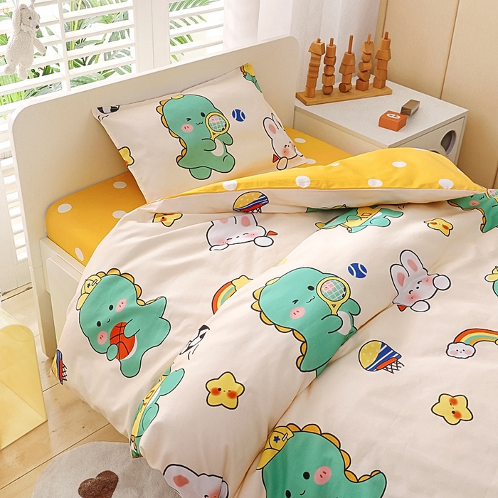 91家纺网 家纺一手货源 找家纺 鱼宝 2025新款全棉幼儿园套件 三件套—童真系列 运动会