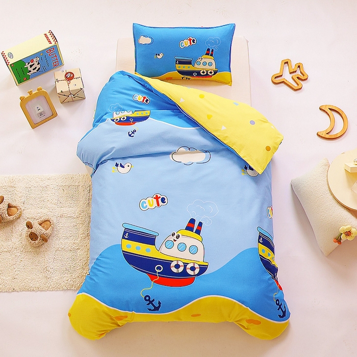 91家纺网 家纺一手货源 找家纺 鱼宝 2025新款全棉幼儿园套件 三件套—童真系列 航海家