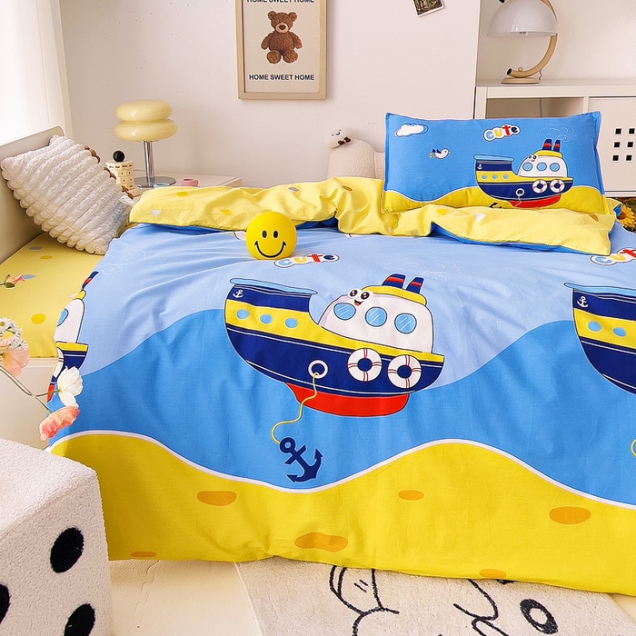 91家纺网 家纺一手货源 找家纺 鱼宝 2025新款全棉幼儿园套件 三件套—童真系列 航海家