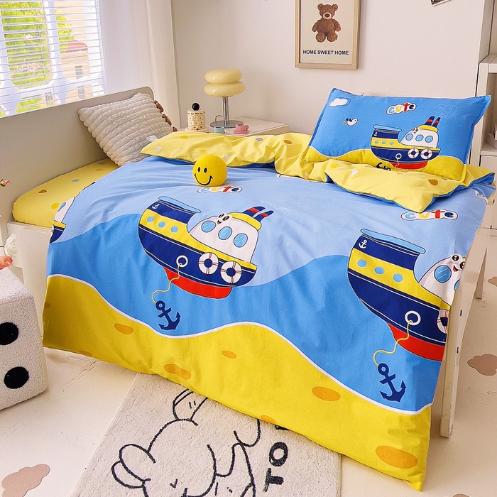 91家纺网 家纺一手货源 找家纺 鱼宝 2025新款全棉幼儿园套件 三件套—童真系列 航海家