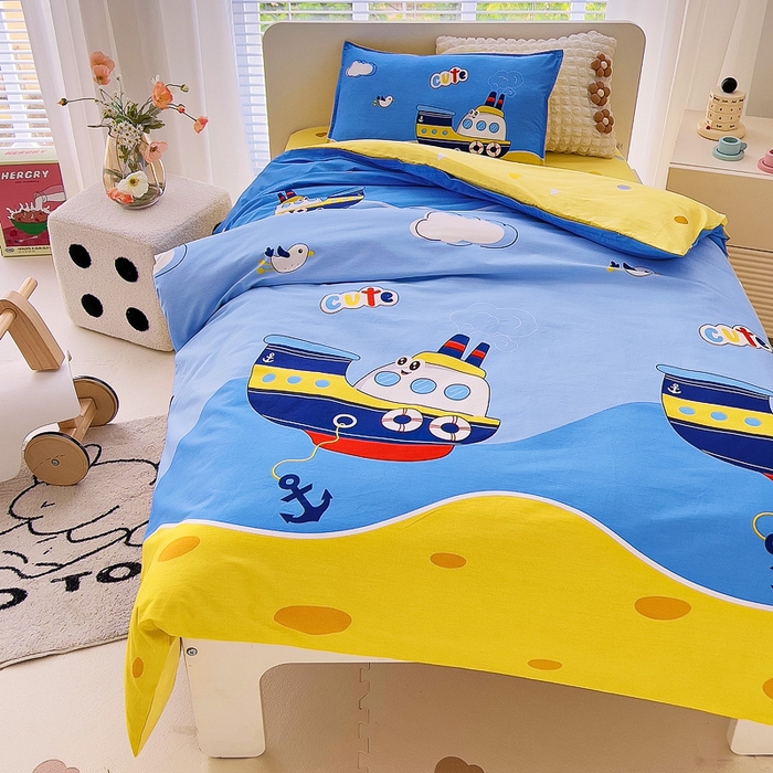 91家纺网 家纺一手货源 找家纺 鱼宝 2025新款全棉幼儿园套件 三件套—童真系列 航海家