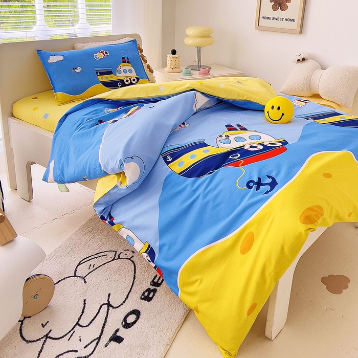 91家纺网 家纺一手货源 找家纺 鱼宝 2025新款全棉幼儿园套件 三件套—童真系列 航海家