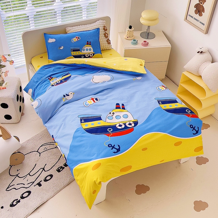 91家纺网 家纺一手货源 找家纺 鱼宝 2025新款全棉幼儿园套件 三件套—童真系列 航海家