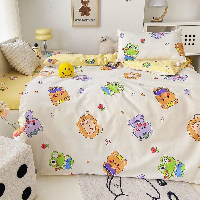 91家纺网 家纺一手货源 找家纺 鱼宝 2025新款全棉幼儿园套件 三件套—童真系列 可爱小动物