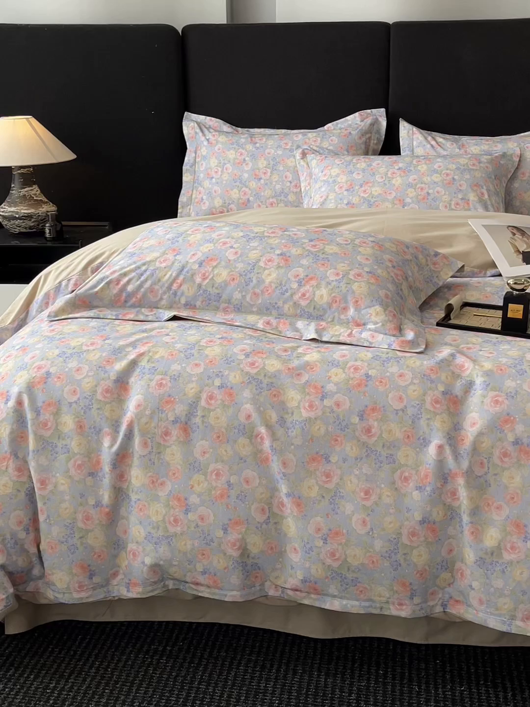 91家纺网 家纺一手货源 找家纺 格里芬 2025全棉加厚磨毛纯棉生态磨毛印花四件套 浪漫花海-绿