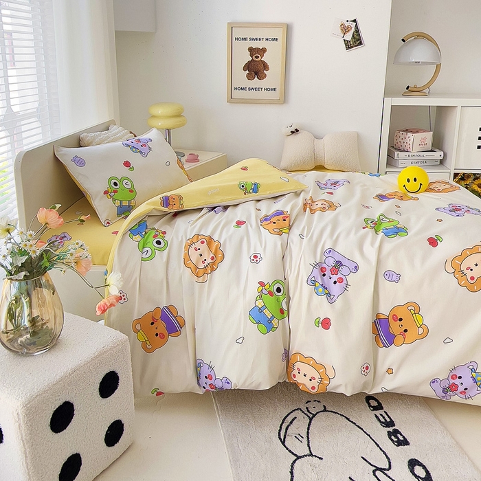 91家纺网 家纺一手货源 找家纺 鱼宝 2025新款全棉幼儿园套件 三件套—童真系列 可爱小动物