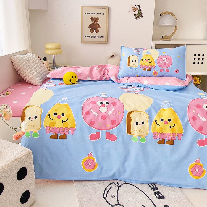 91家纺网 家纺一手货源 找家纺 鱼宝 2025新款全棉幼儿园套件 三件套—童真系列 曲奇面包