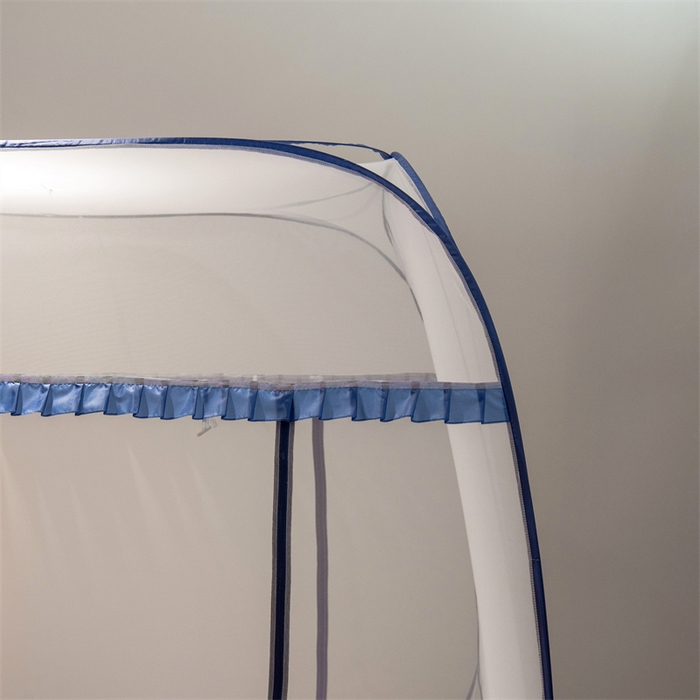 91家纺网 家纺一手货源 找家纺 佳梦家纺 2025新款云顶免安装蚊帐 大顶云顶加密蓝