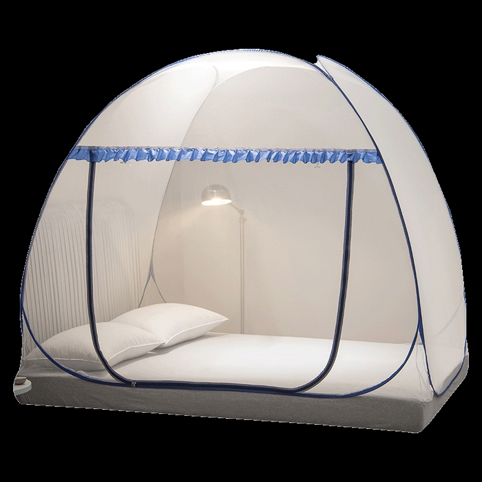 91家纺网 家纺一手货源 找家纺 佳梦家纺 2025新款云顶免安装蚊帐 小顶云顶蓝