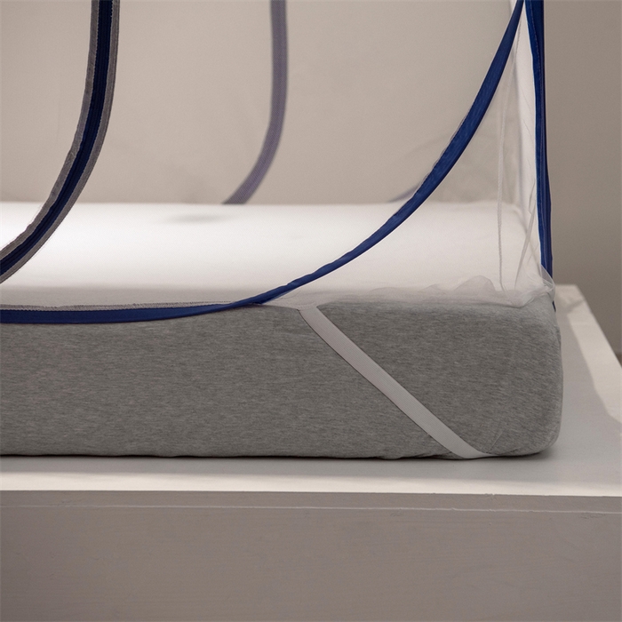 91家纺网 家纺一手货源 找家纺 佳梦家纺 2025新款云顶免安装蚊帐 大顶云顶加密蓝