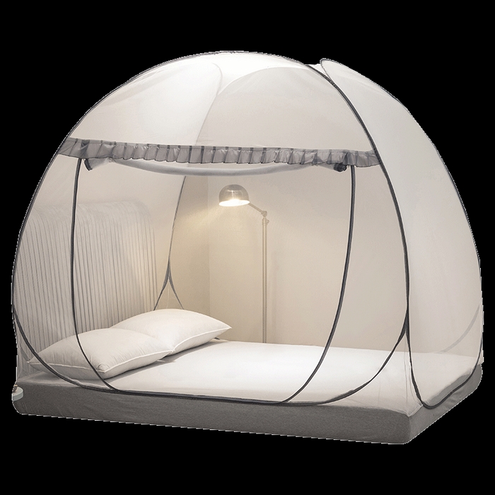 91家纺网 家纺一手货源 找家纺 佳梦家纺 2025新款云顶免安装蚊帐 小顶云顶灰