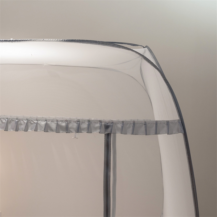 91家纺网 家纺一手货源 找家纺 佳梦家纺 2025新款云顶免安装蚊帐 大顶云顶加密灰