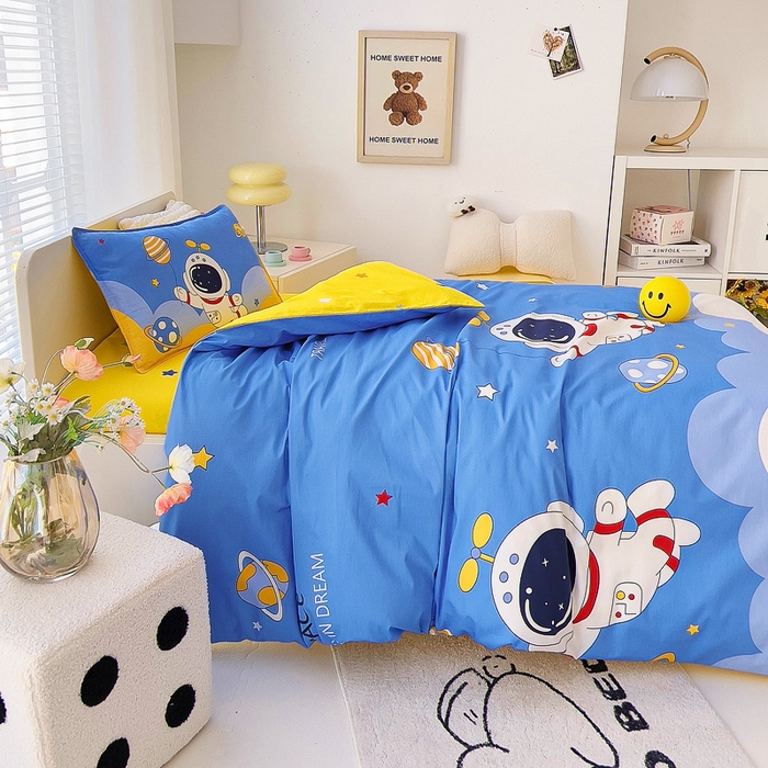 91家纺网 家纺一手货源 找家纺 鱼宝 2025新款全棉幼儿园套件 三件套—童真系列 太空飞行