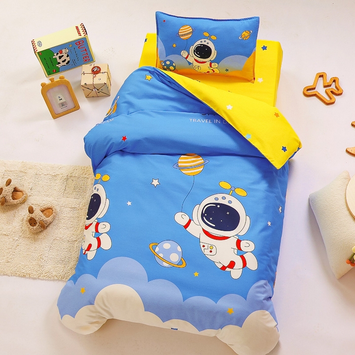 91家纺网 家纺一手货源 找家纺 鱼宝 2025新款全棉幼儿园套件 三件套—童真系列 太空飞行