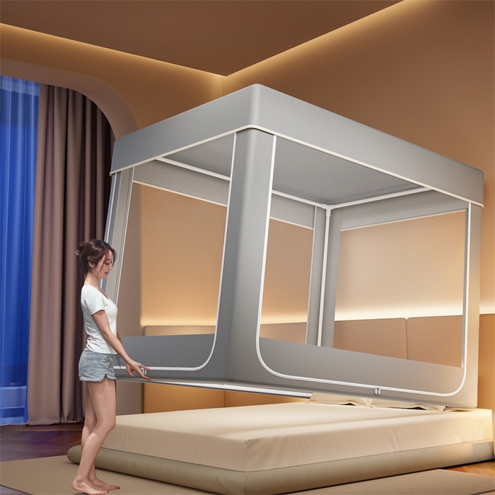 91家纺网 家纺一手货源 找家纺 （总）佳梦家纺 2025新款大空间防尘遮光坐床蚊帐-永夜系列