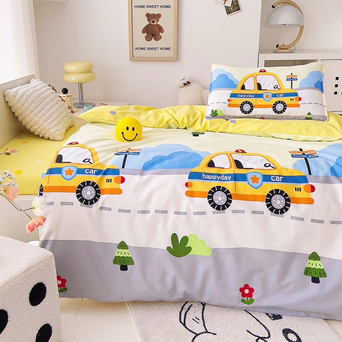 91家纺网 家纺一手货源 找家纺 鱼宝 2025新款全棉幼儿园套件 三件套—童真系列 小面包车