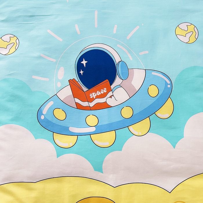 91家纺网 家纺一手货源 找家纺 鱼宝 2025新款全棉幼儿园套件 三件套—童真系列 宇宙飞船