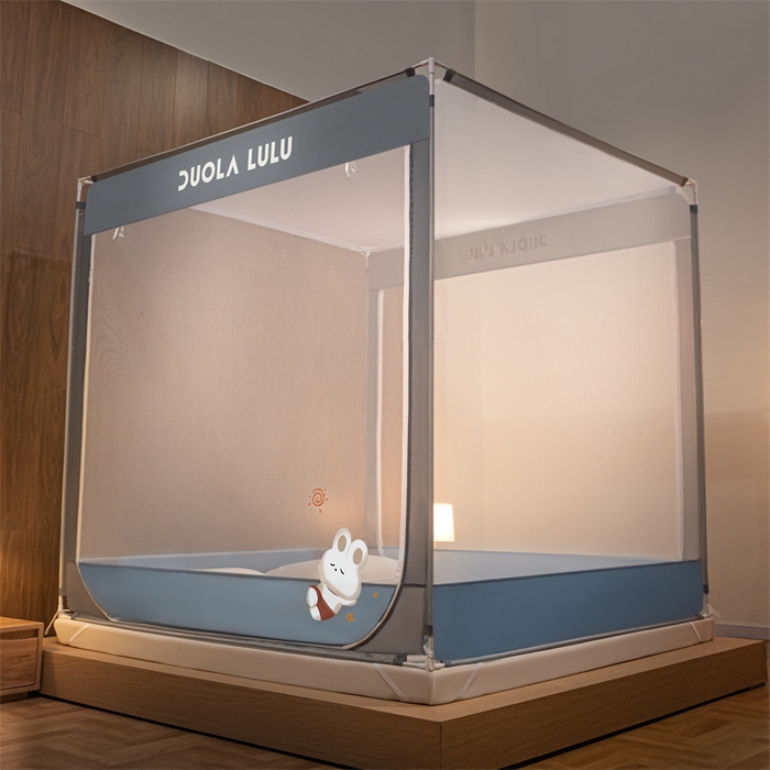 91家纺网 家纺一手货源 找家纺 佳梦家纺 2025新款lulu烫画款坐床蚊帐 LULU-景泰蓝