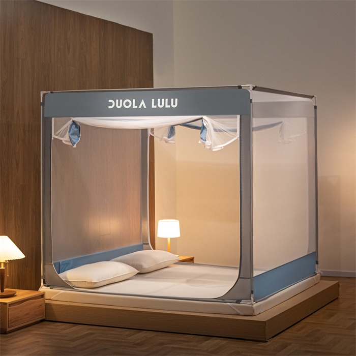 91家纺网 家纺一手货源 找家纺 佳梦家纺 2025新款lulu烫画款坐床蚊帐 LULU-景泰蓝