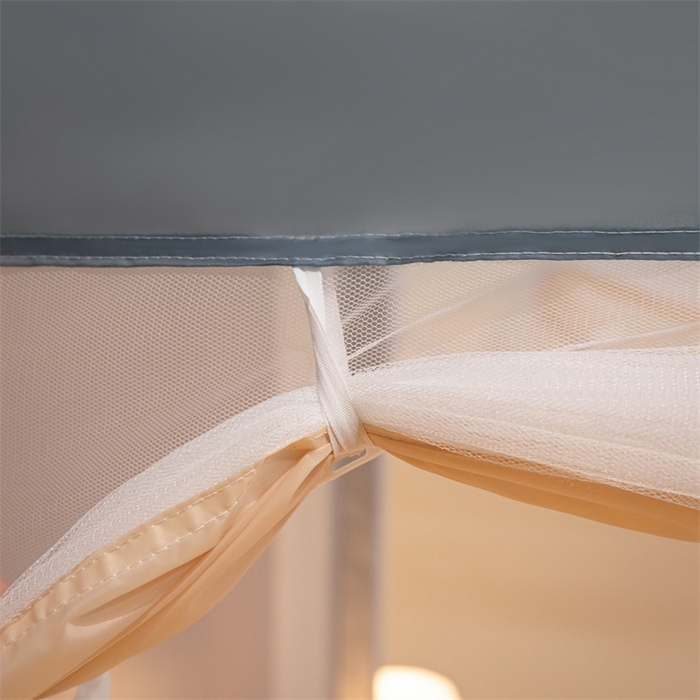 91家纺网 家纺一手货源 找家纺 佳梦家纺 2025新款lulu烫画款坐床蚊帐 LULU-奶油黄