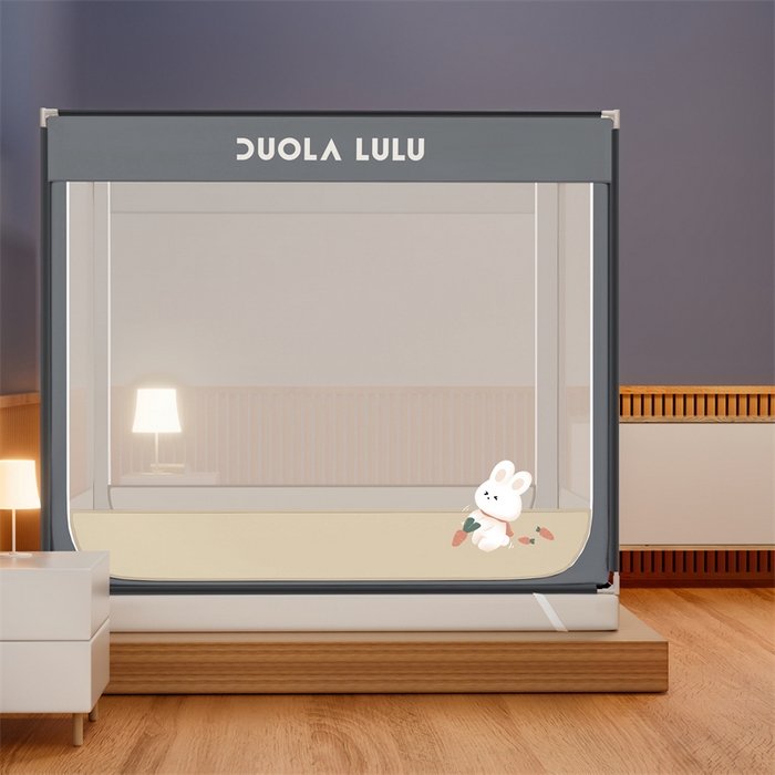 91家纺网 家纺一手货源 找家纺 佳梦家纺 2025新款lulu烫画款坐床蚊帐 LULU-奶油黄