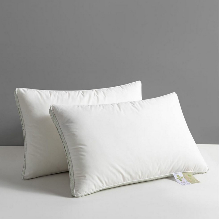 91家纺网 家纺一手货源 找家纺 小米枕芯 2025新款全棉立体单边枕头枕芯-苹果花 宽边绿-高枕800克