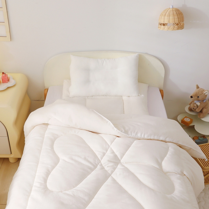 91家纺网 家纺一手货源 找家纺 鱼宝 2025新款幼儿园棉花被芯垫芯枕芯多件套 白色